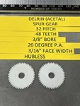 Qty 1 Berg 32 Pitch 48 Teeth Delrin Acetal Spur Gear 3/8 Bore Hubless. Fixed Price $14.00.