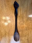 Vintage Carved Hand Arm Spoon 13" Dark Rustic Utensil Wooden Decor. Fixed Price $12.95.