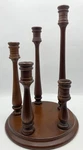Vintage Wooden 5 Arm Candelabra Hand Turned Base For Tapers. Fixed Price $25.00.