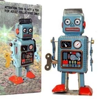Tin Toy Robot Wind Up Blue Retro Collectible Mini Radicon MS294. Fixed Price $14.95.