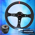 350MM Deep Dish Black Steering Wheel Red Stitching + Adapter For 84-89 MR2. Fixed Price $46.99.