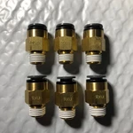 (qty 6) 3/8" X 1/4" Smc Brass Male Connectors Adapter Mnpt Push KV2H11-35S. Fixed Price $16.45.